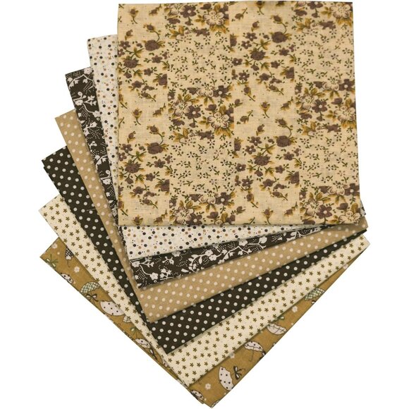 7PCS/lot Coffee Series Floral Cotton Fabric Quilting Patchwork Fabric Fat Quarte - Picture 2 of 7